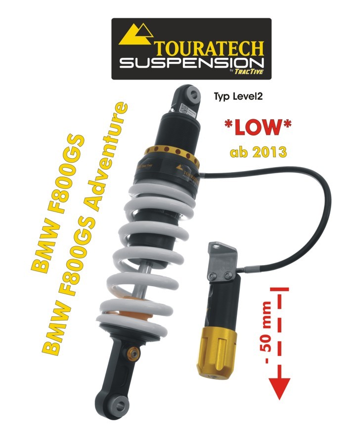 Touratech Suspension Tieferlegung (-50mm) für BMW F800GS + Adventure ab 2013 Typ Level2/Explore