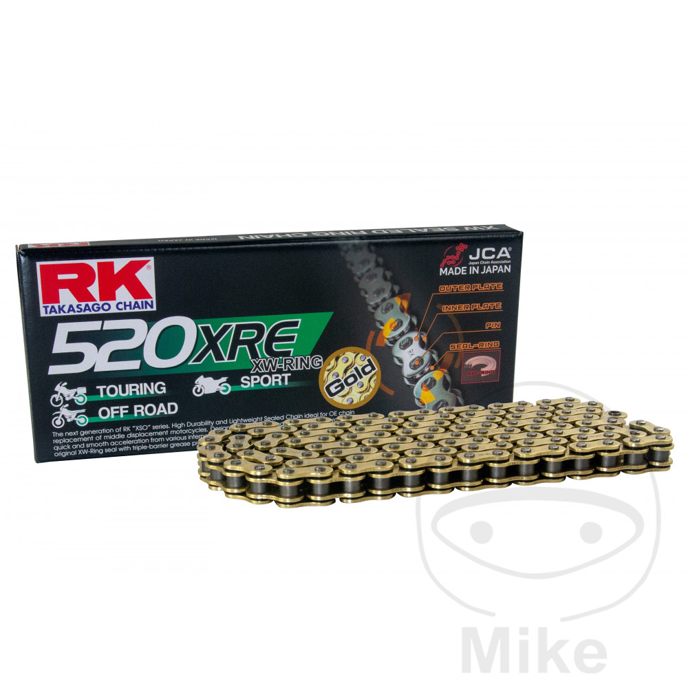 RK XW Ringkette Gold 520XRE/112 Kette offen mit Nietschloss für BMW F650GS + Dakar G310GS