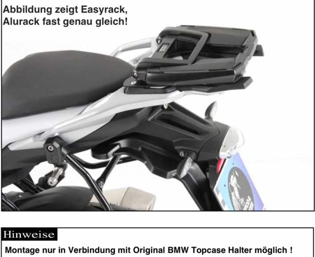 Hepco&Becker Alurack Kombination mit originalem BMW Topcaseträger schwarz für BMW S1000XR 2015-2019