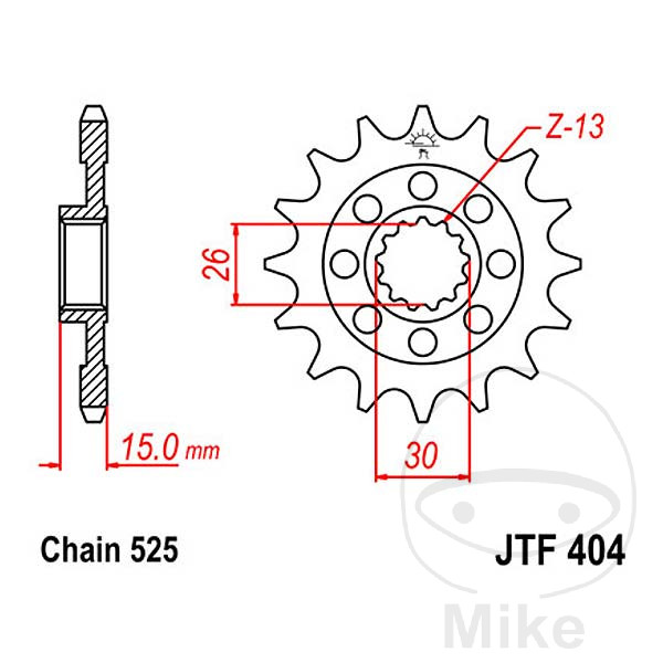 Racing - Ritzel JT 15Z Teil 525 feinver Innend 26/30 für BMW S 1000 RR R XR HP4 M1000XR