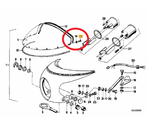 BMW R 60 90 100 S 1 Satz Nieten + Unterlegscheiben zur Windschildmontage