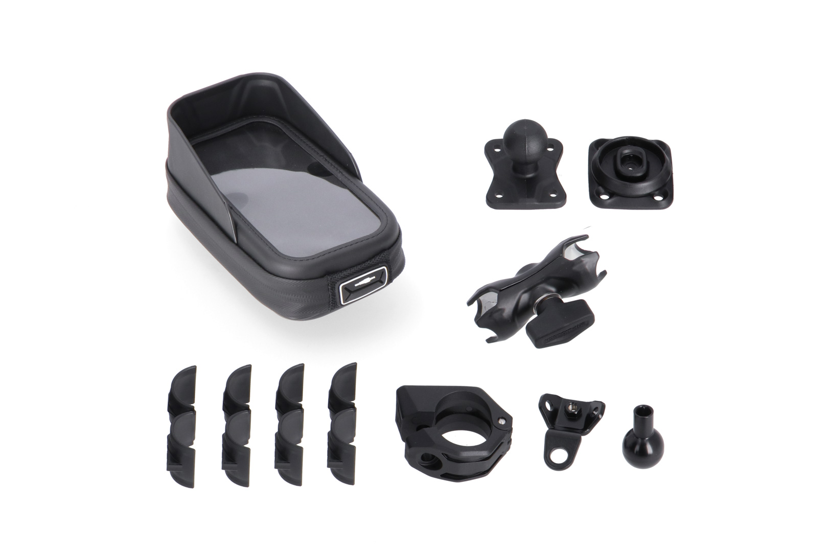 SW-Motech Universal Navi - Kit mit Phone Case Inkl. 2" Klemmarm für Lenker / Spiegelgewinde