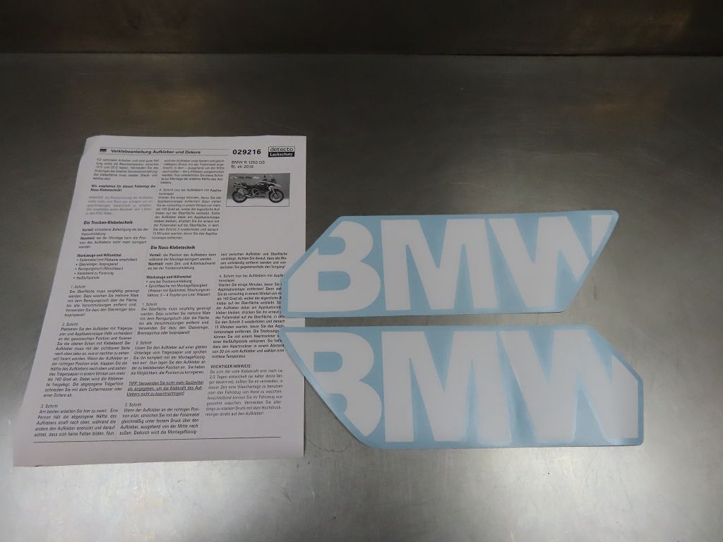 Aufkleberset 2-teilig "Logo BMW"  Weiß rechts+links für BMW R1250GS 