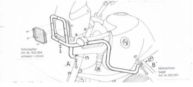 Tankschutzbügel für Kombination mit Motorschutzbügel 502901 chrom für BMW R850GS R1100GS