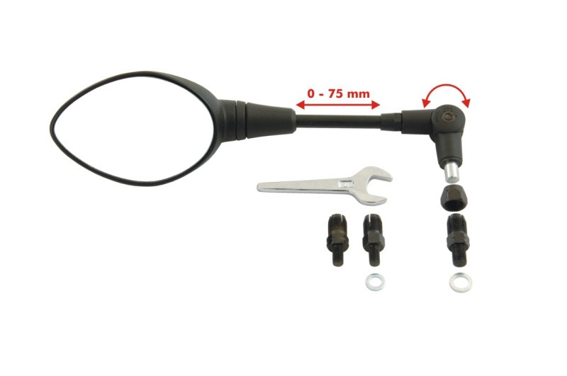 1 x Rückspiegel klappbar längenverstellbar für links oder rechts (M8/M10x1,25) für BMW Honda KTM