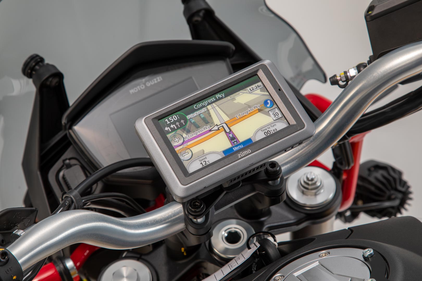 SW-Motech Navi Halter am Lenker Schwarz für Moto Guzzi V85 TT (19-)