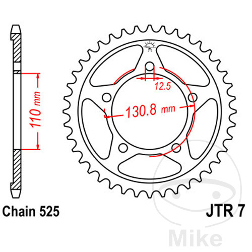 BMW S1000R 2013-2020 Kettenrad JT 44Z Teilung 525 INNEND 110 LK 130.8