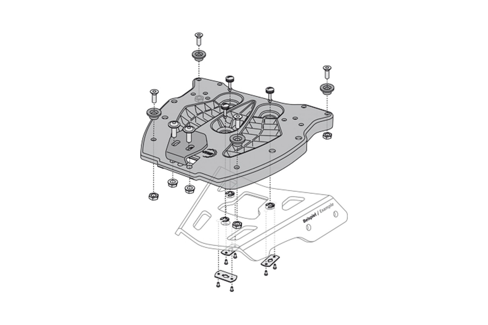 SW-Motech Adapterplatte Schwarz für ALU-RACK Gepäckträger TRAX Topcase